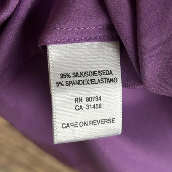 BCBGMaxAzria Purple 100% Silk Short Sleeve Blouse Size Medium - Picture 2 of 9